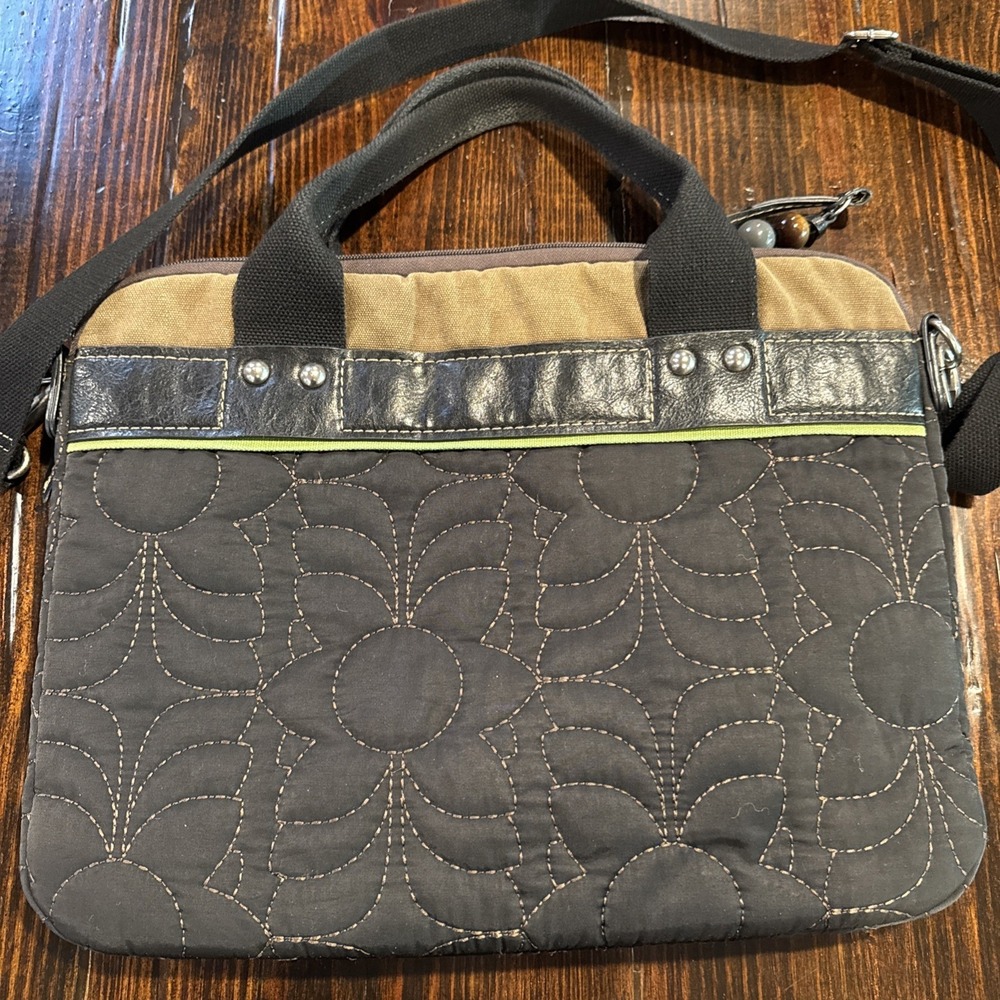 Fossil Multicolor Key-Per Floral Quilted Laptop Work Bag Padded Crossbody Handle - Picture 2 of 13